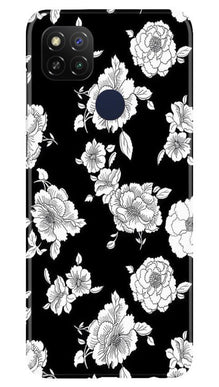 White flowers Black Background Mobile Back Case for Poco C31 (Design - 9)