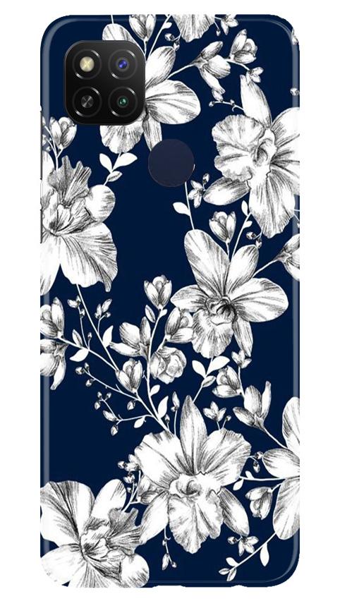 White flowers Blue Background Case for Poco C31