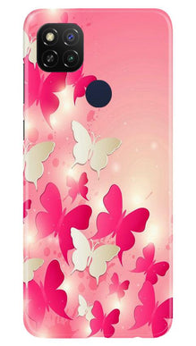 White Pick Butterflies Mobile Back Case for Poco C31 (Design - 28)
