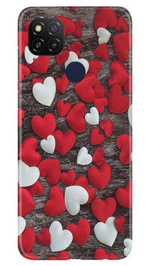 Red White Hearts Mobile Back Case for Poco C31  (Design - 105)