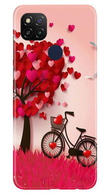 Red Heart Cycle Mobile Back Case for Poco C31 (Design - 222)