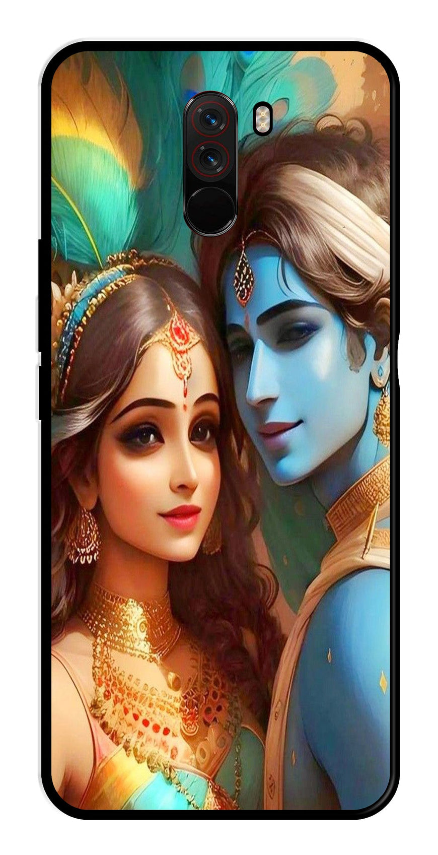 Lord Radha Krishna Metal Mobile Case for Poco F1   (Design No -01)