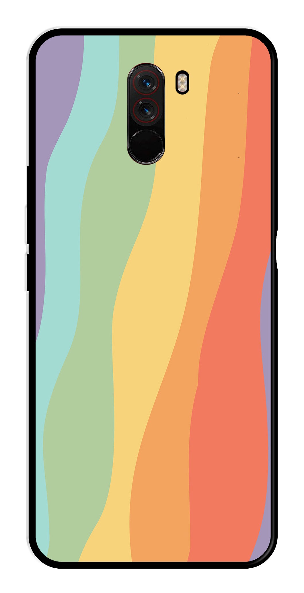 Muted Rainbow Metal Mobile Case for Poco F1   (Design No -02)