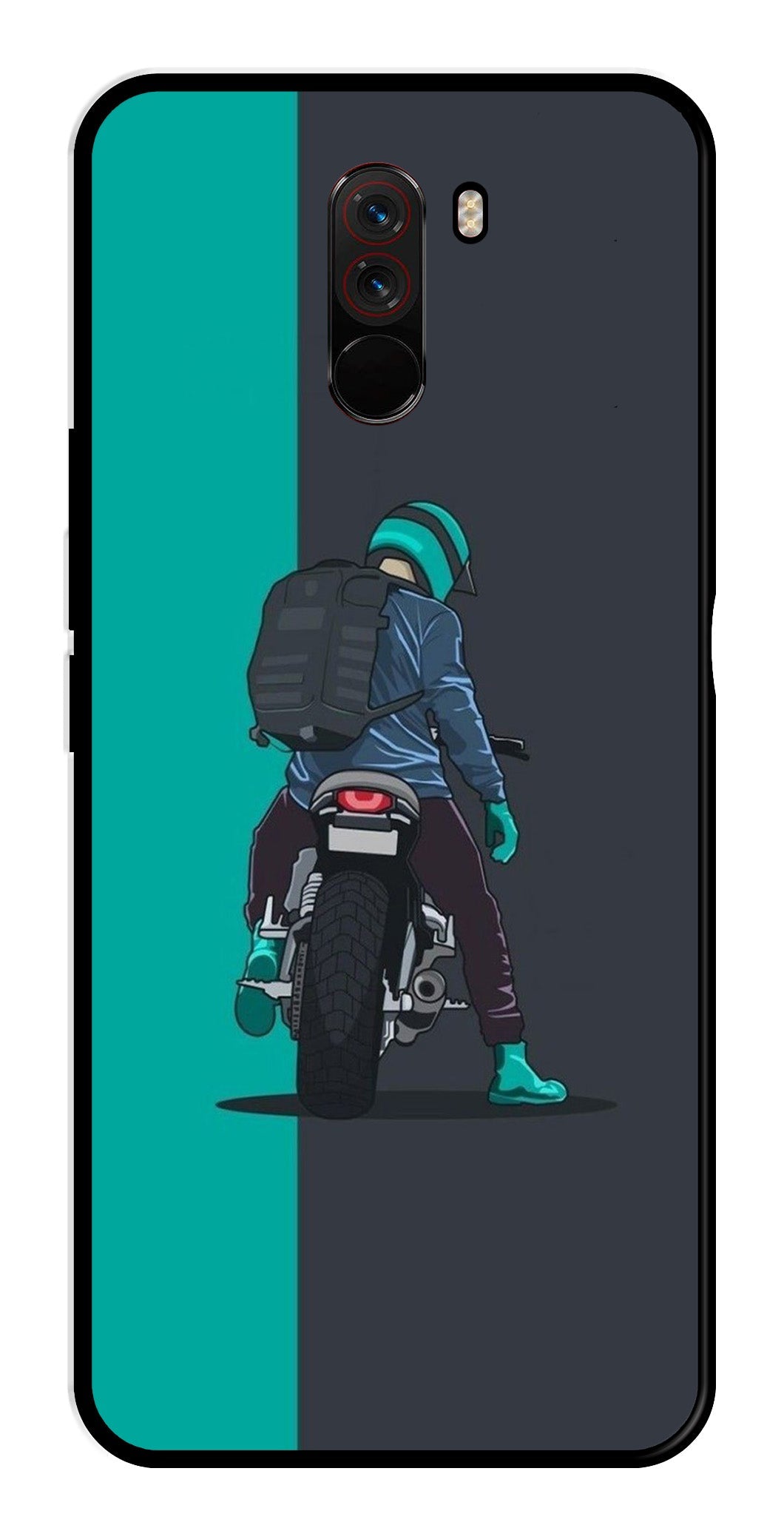 Bike Lover Metal Mobile Case for Poco F1   (Design No -05)