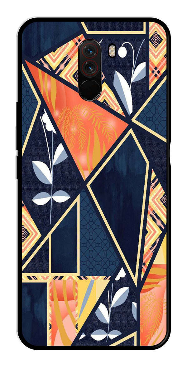 Marble Design Metal Mobile Case for Poco F1   (Design No -07)