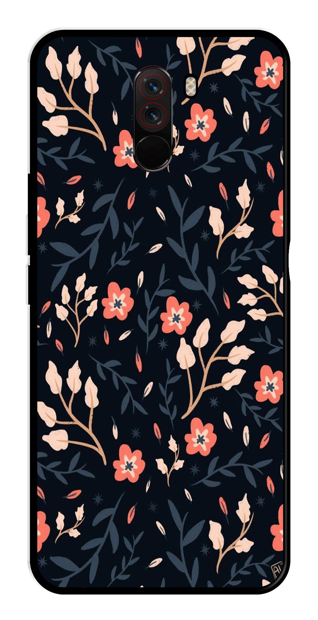 Floral Pattern Metal Mobile Case for Poco F1   (Design No -10)