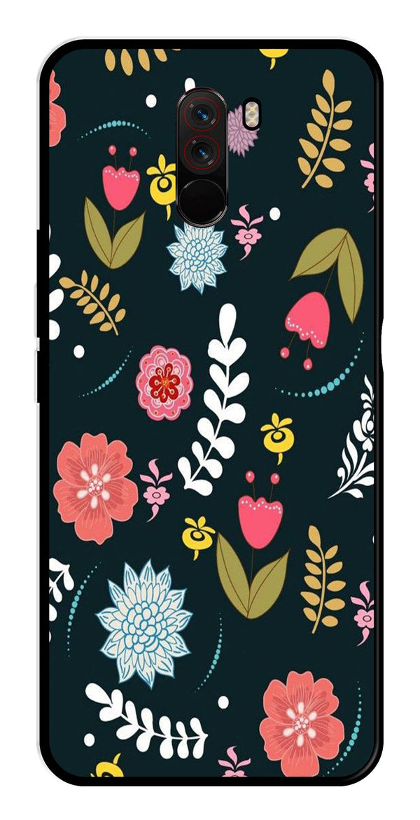 Floral Pattern2 Metal Mobile Case for Poco F1   (Design No -12)