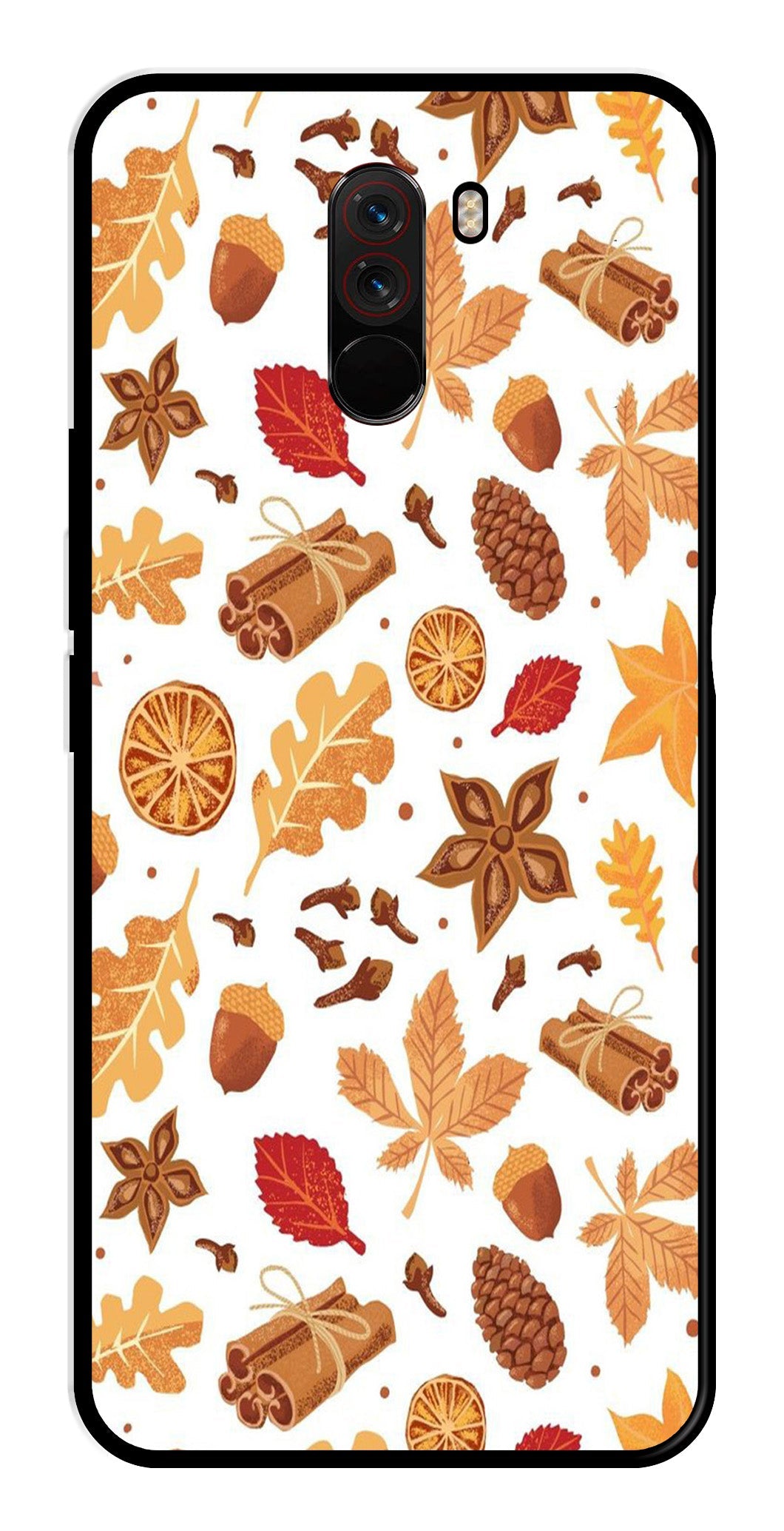 Autumn Leaf Metal Mobile Case for Poco F1   (Design No -19)