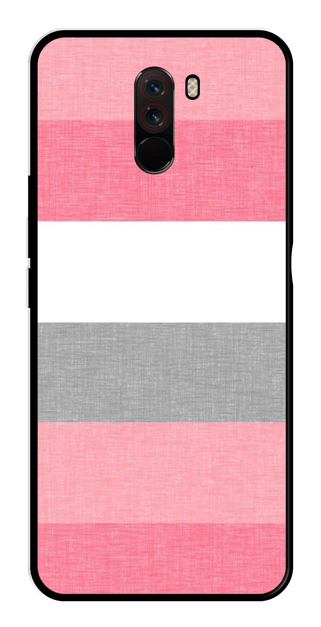 Pink Pattern Metal Mobile Case for Poco F1   (Design No -23)