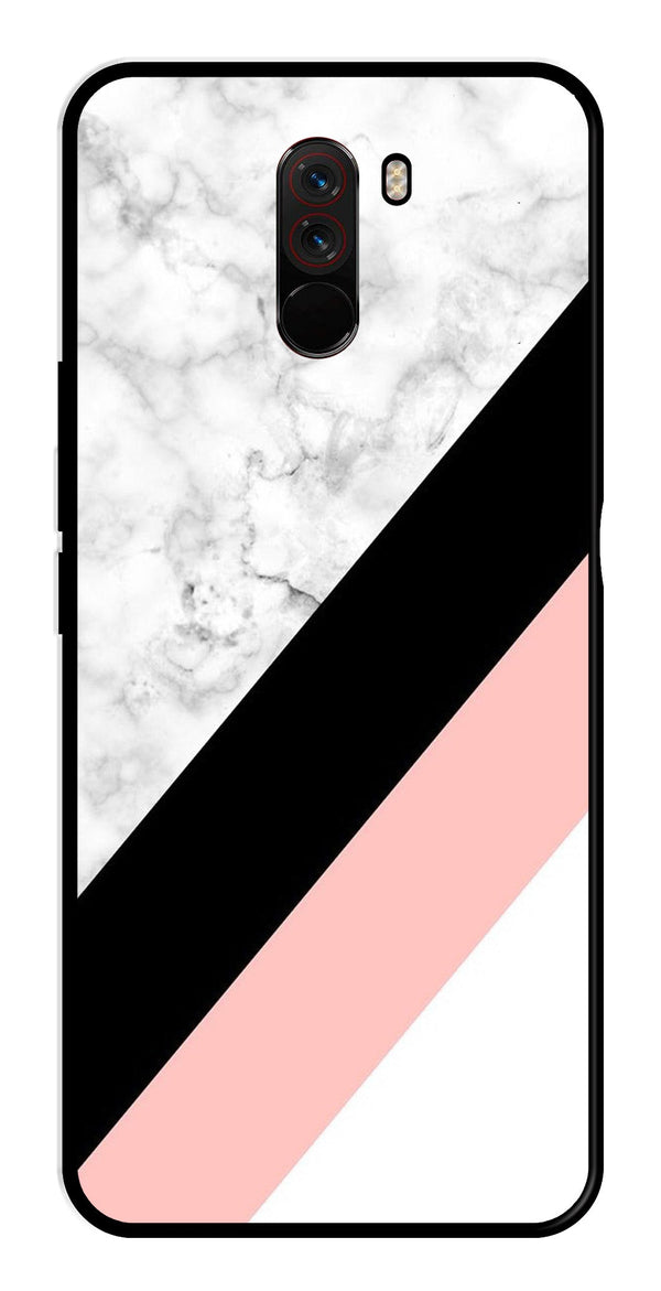 Marble Design Metal Mobile Case for Poco F1   (Design No -24)