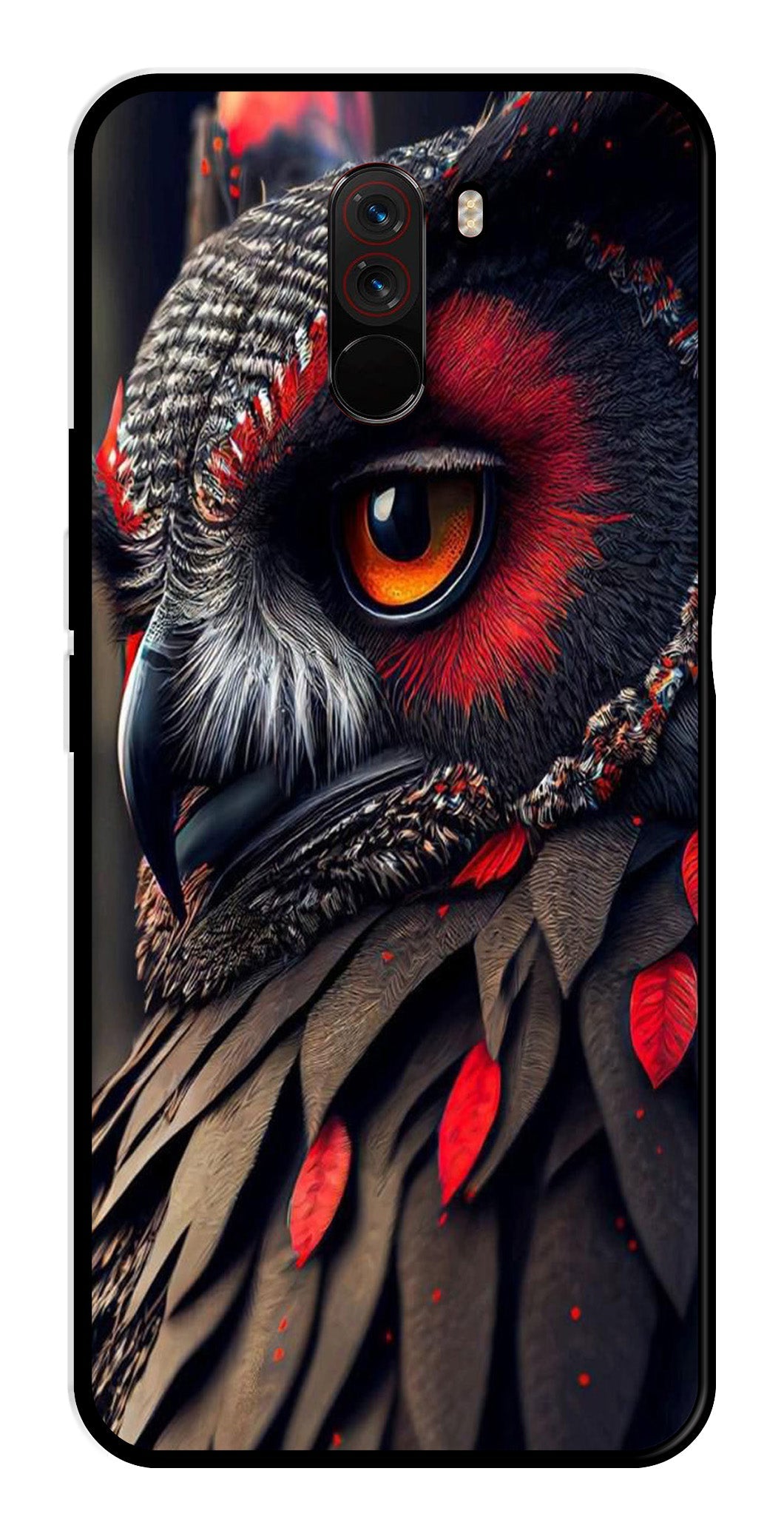 Owl Design Metal Mobile Case for Poco F1   (Design No -26)