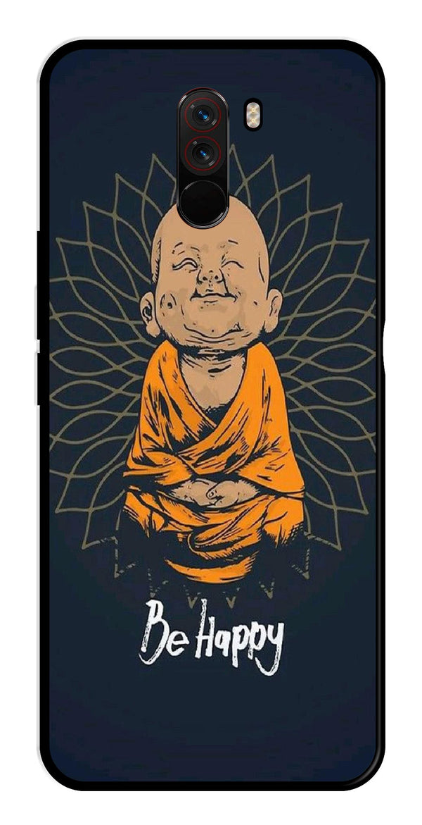 Be Happy Metal Mobile Case for Poco F1   (Design No -27)