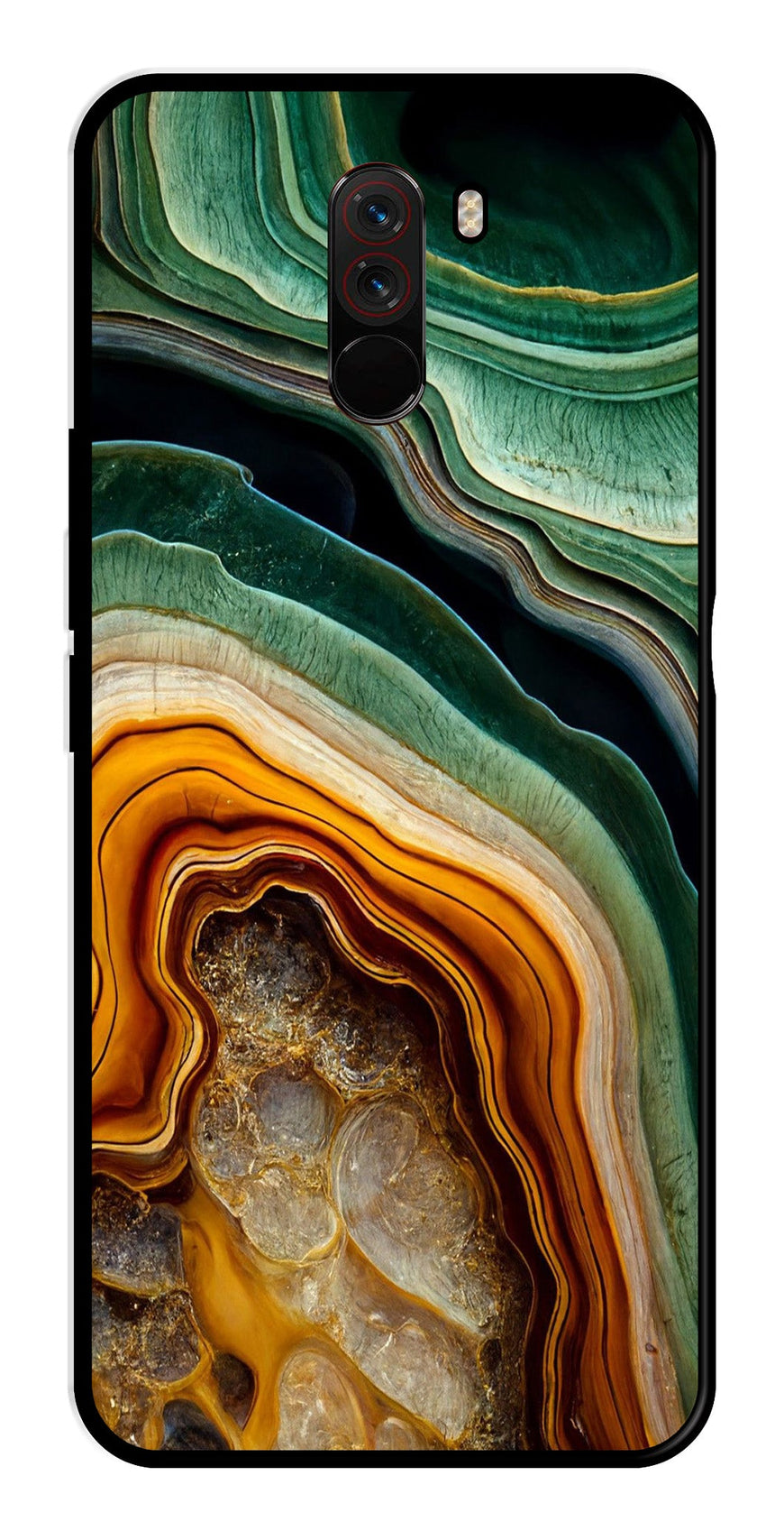 Marble Design Metal Mobile Case for Poco F1   (Design No -28)