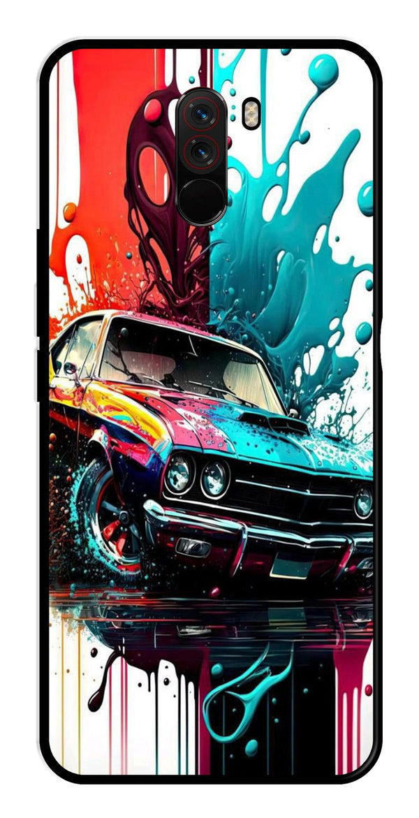 Vintage Car Metal Mobile Case for Poco F1   (Design No -29)