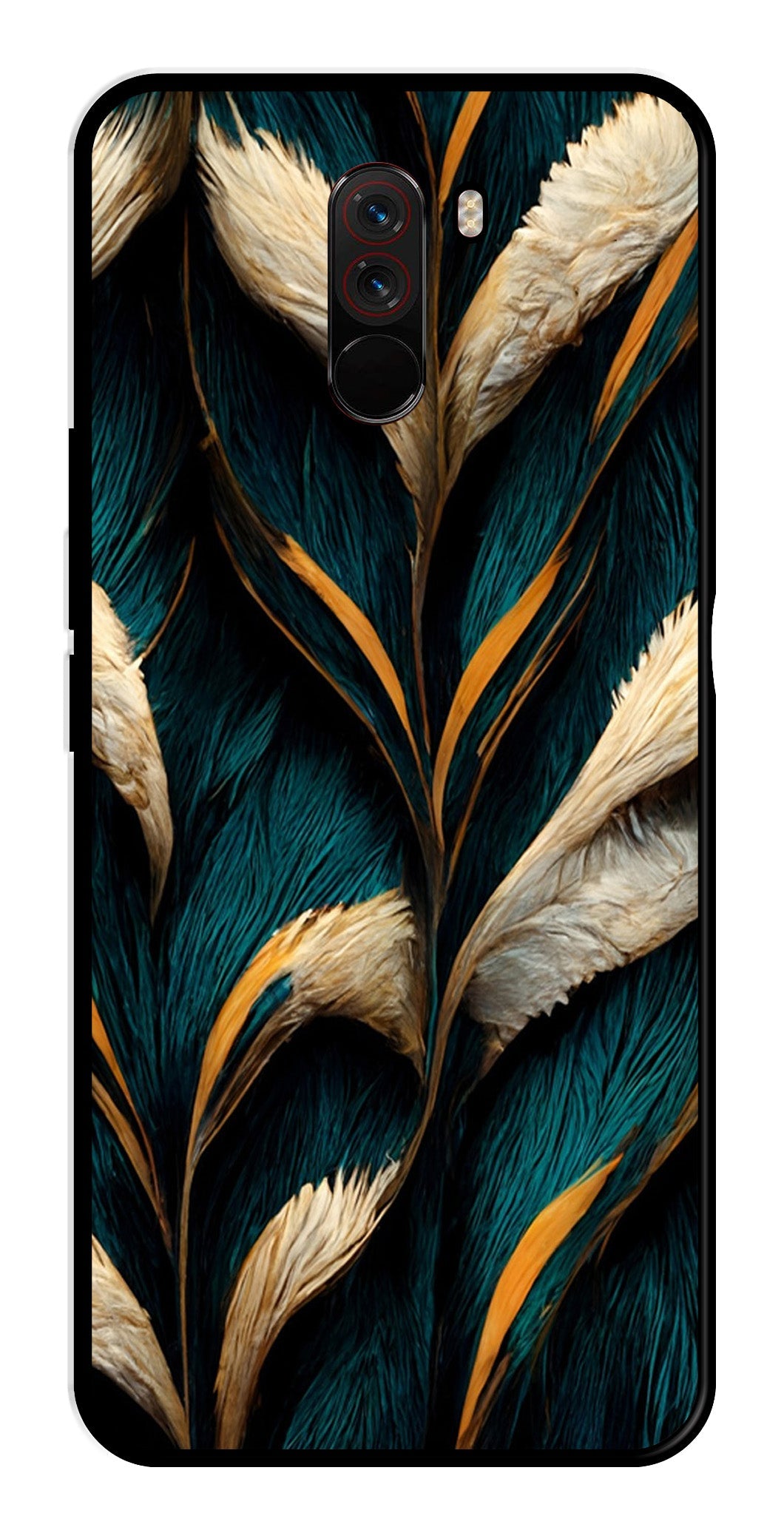 Feathers Metal Mobile Case for Poco F1   (Design No -30)