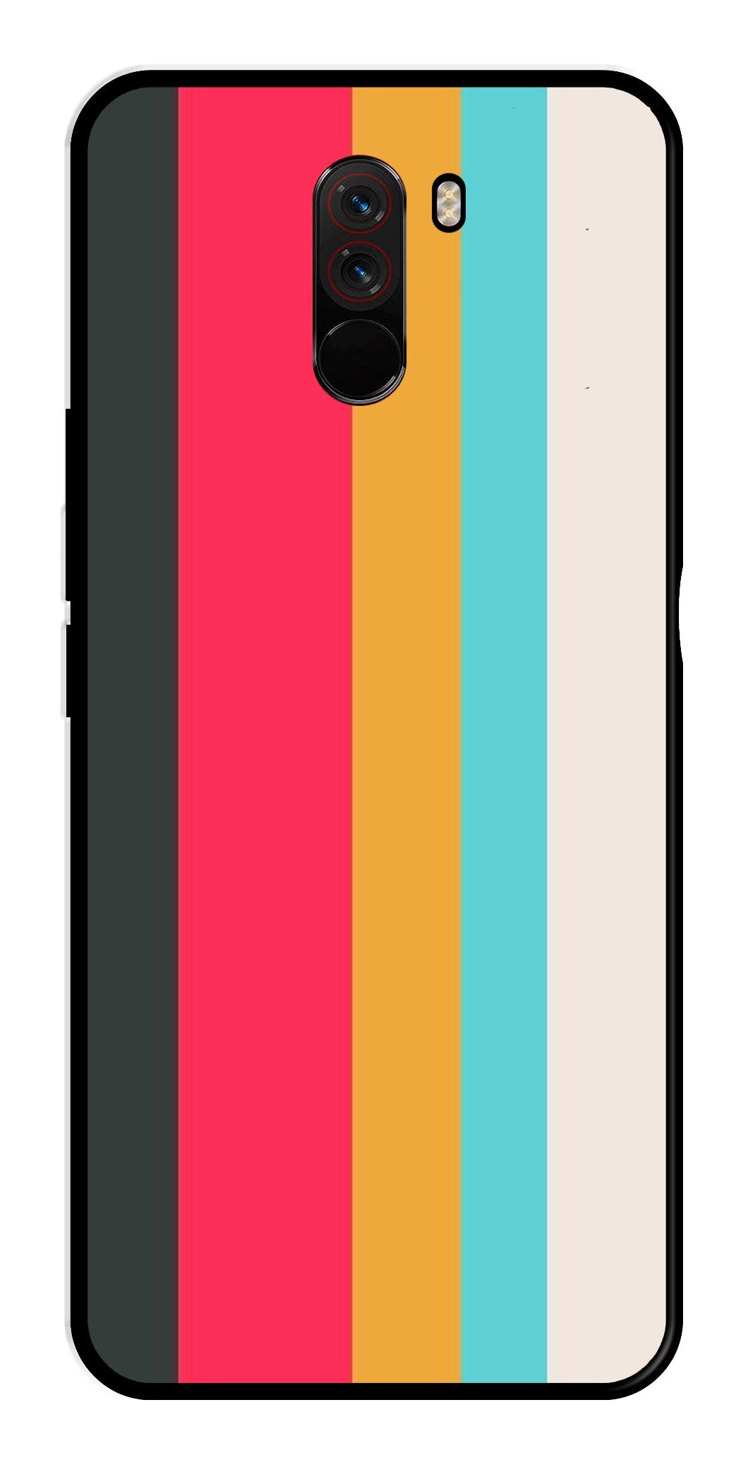 Muted Rainbow Metal Mobile Case for Poco F1   (Design No -31)