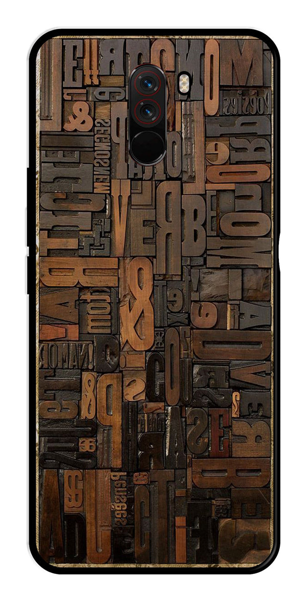Alphabets Metal Mobile Case for Poco F1   (Design No -32)