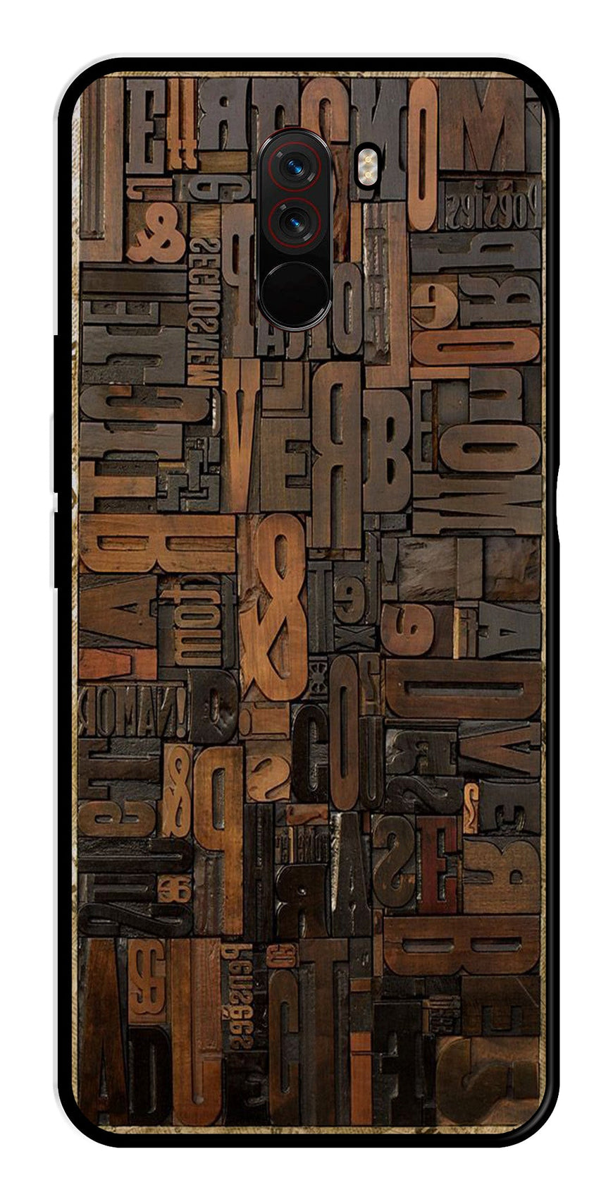 Alphabets Metal Mobile Case for Poco F1   (Design No -32)