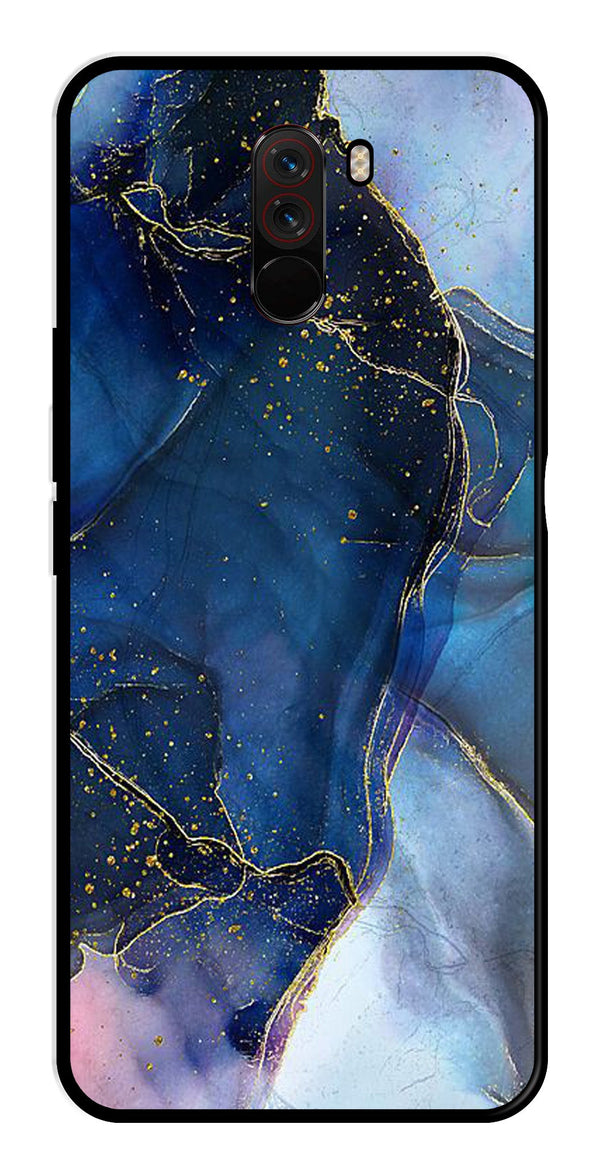 Blue Marble Metal Mobile Case for Poco F1   (Design No -34)