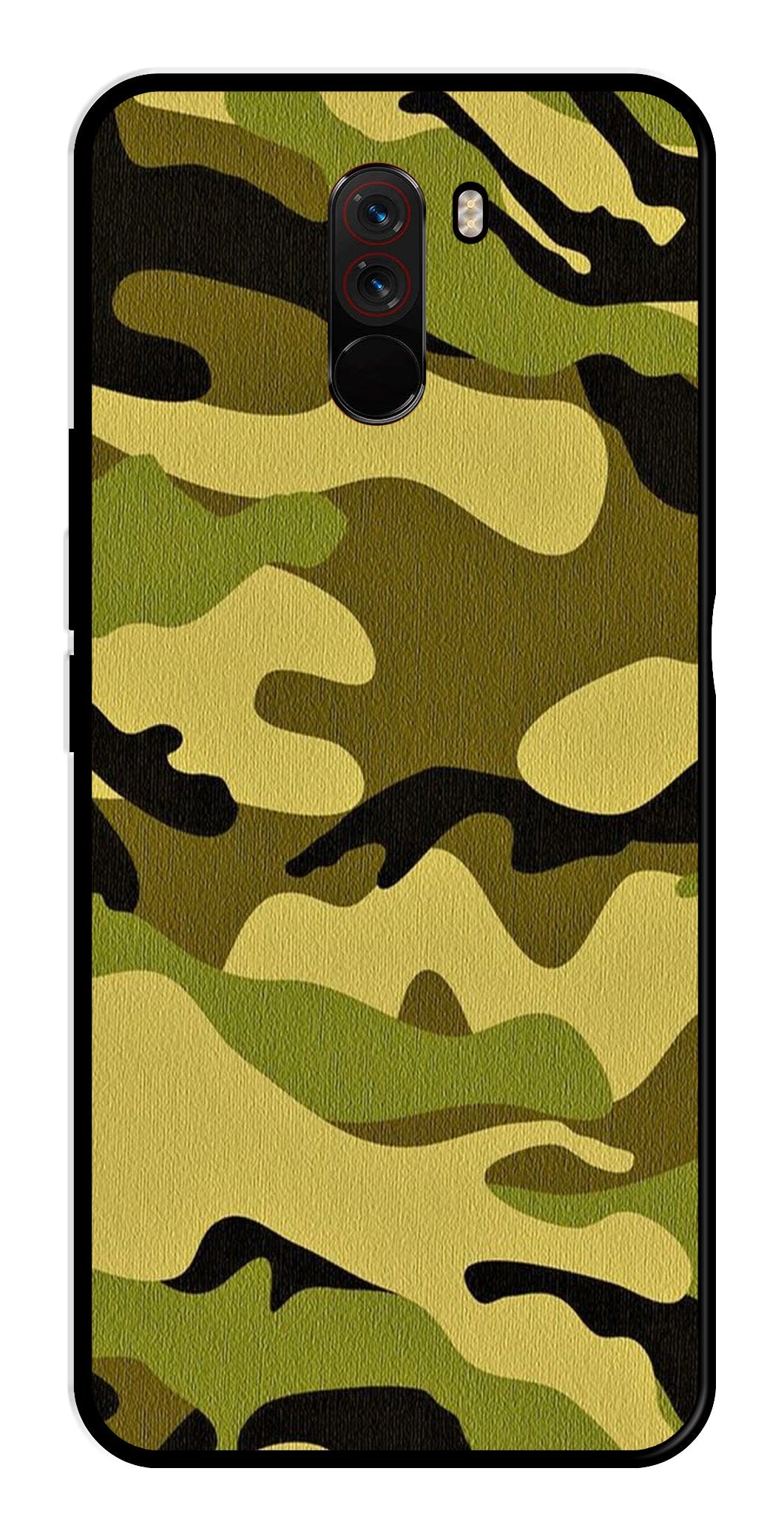Army Pattern Metal Mobile Case for Poco F1   (Design No -35)