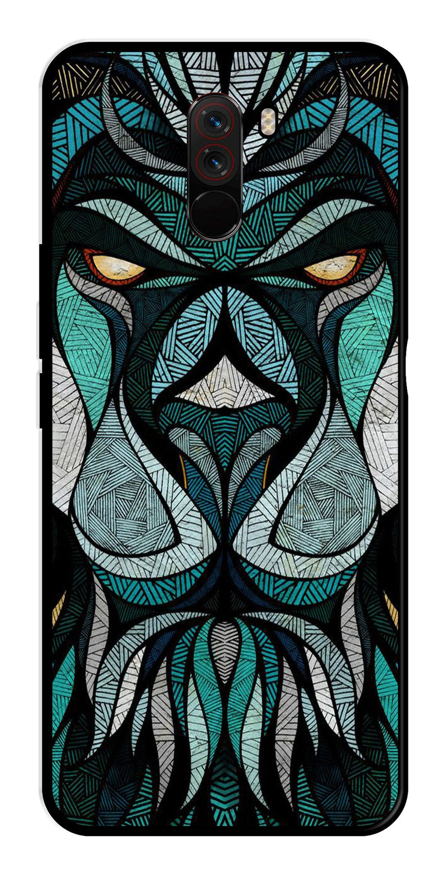 Lion Pattern Metal Mobile Case for Poco F1   (Design No -40)