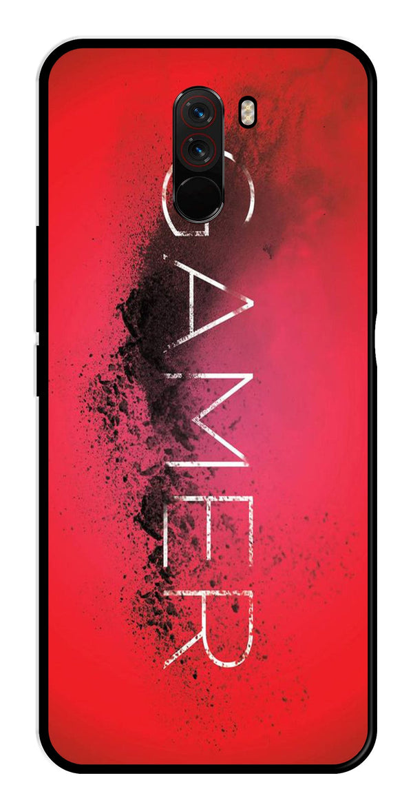 Gamer Pattern Metal Mobile Case for Poco F1   (Design No -41)