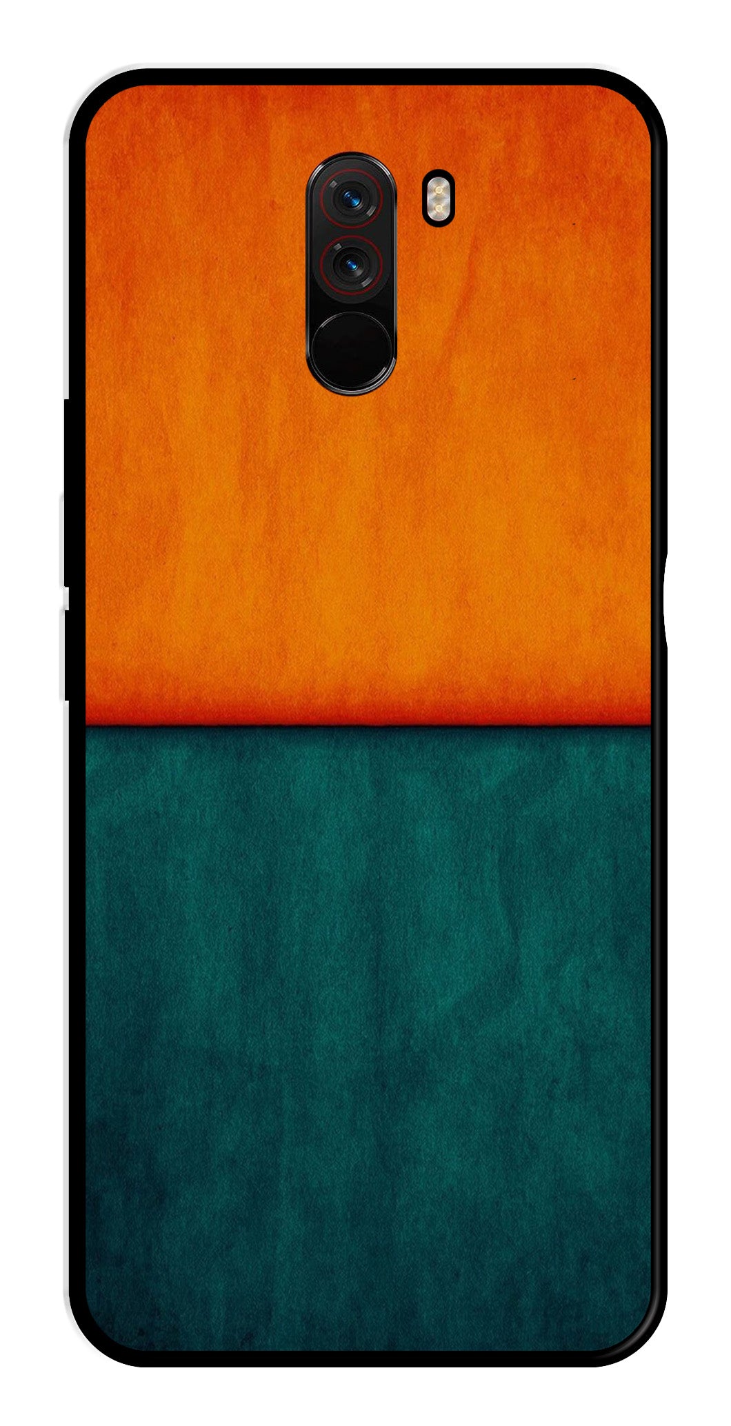Orange Green Pattern Metal Mobile Case for Poco F1   (Design No -45)