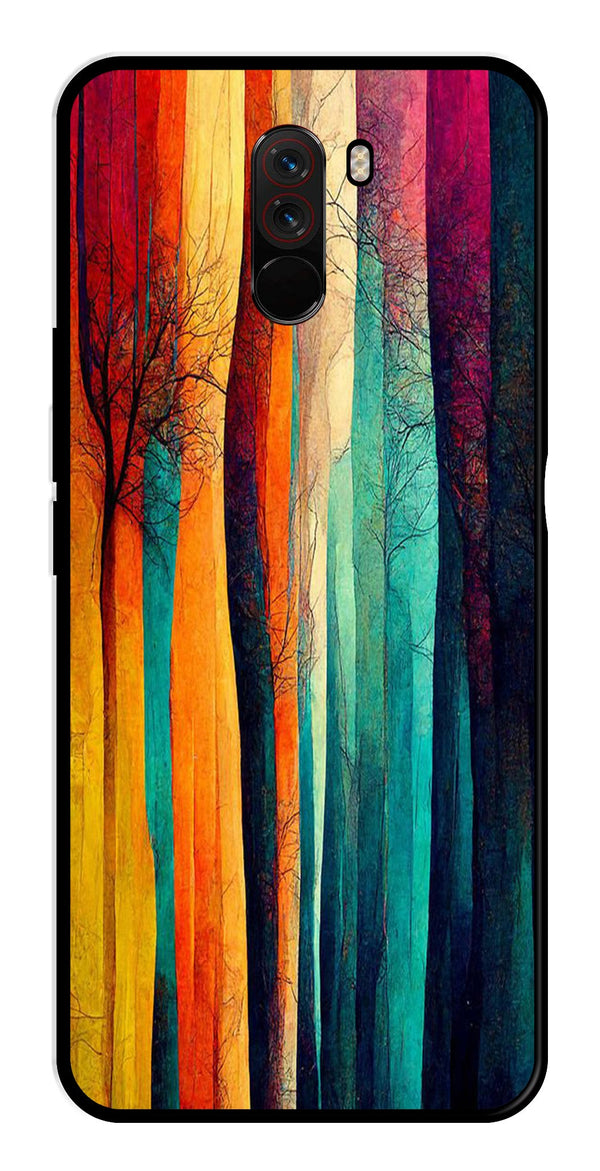 Modern Art Colorful Metal Mobile Case for Poco F1   (Design No -47)