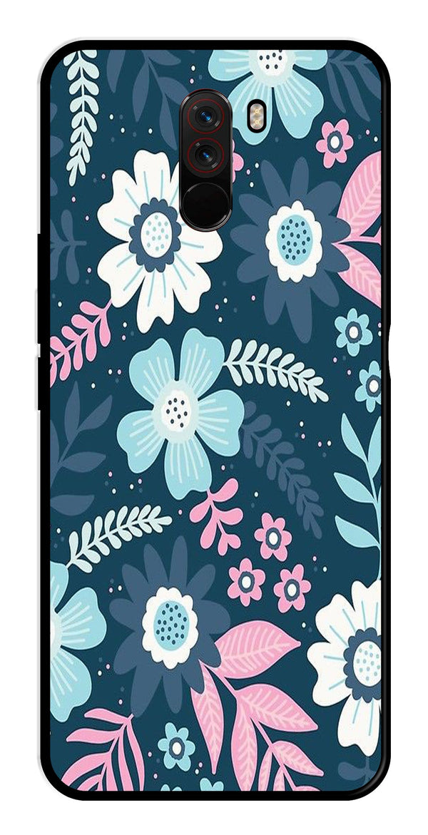 Flower Leaves Design Metal Mobile Case for Poco F1   (Design No -50)