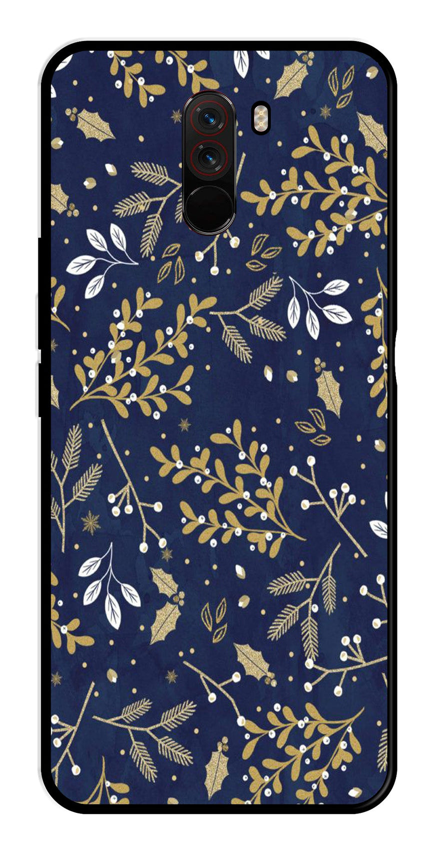 Floral Pattern  Metal Mobile Case for Poco F1   (Design No -52)