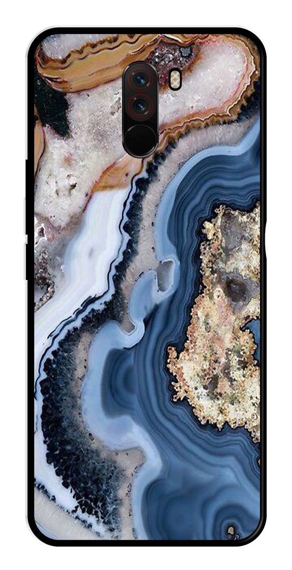Marble Design Metal Mobile Case for Poco F1   (Design No -53)