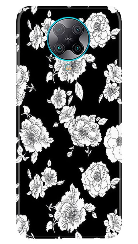 White flowers Black Background Case for Poco F2 Pro