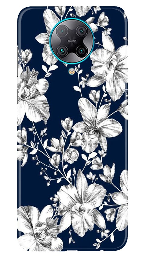 White flowers Blue Background Case for Poco F2 Pro