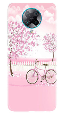 Pink Flowers Cycle Mobile Back Case for Poco F2 Pro  (Design - 102)