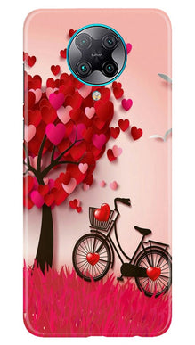 Red Heart Cycle Mobile Back Case for Poco F2 Pro (Design - 222)