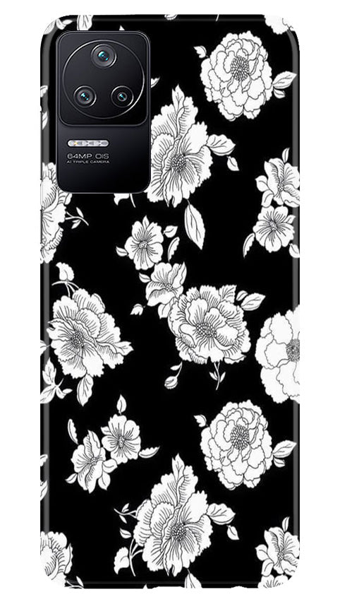 White flowers Black Background Case for Poco F4