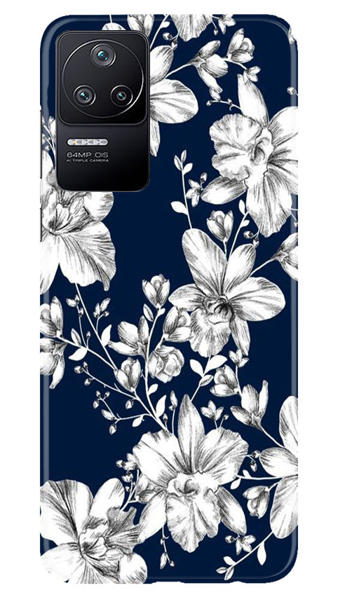 White flowers Blue Background Case for Poco F4