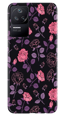 Rose Black Background Mobile Back Case for Poco F4 (Design - 27)