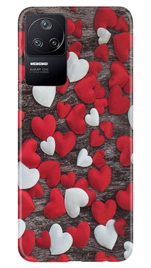Red White Hearts Mobile Back Case for Poco F4  (Design - 105)