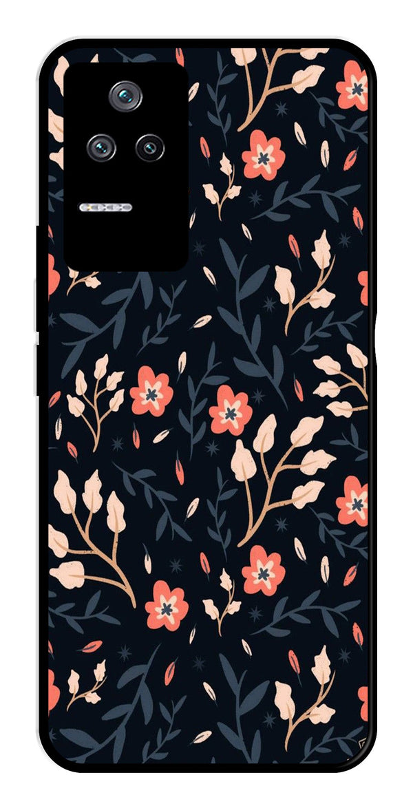 Floral Pattern Metal Mobile Case for Poco F4 5G   (Design No -10)
