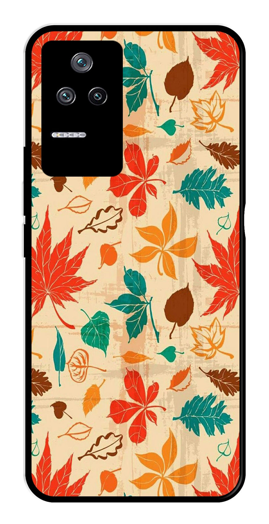 Leafs Design Metal Mobile Case for Poco F4 5G   (Design No -14)