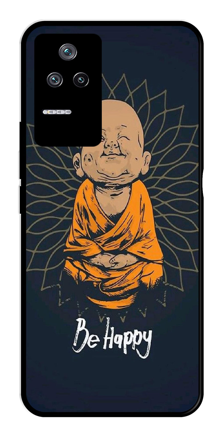 Be Happy Metal Mobile Case for Poco F4 5G   (Design No -27)