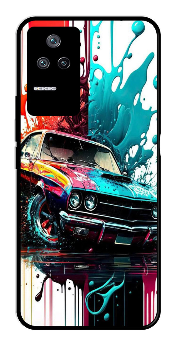 Vintage Car Metal Mobile Case for Poco F4 5G   (Design No -29)