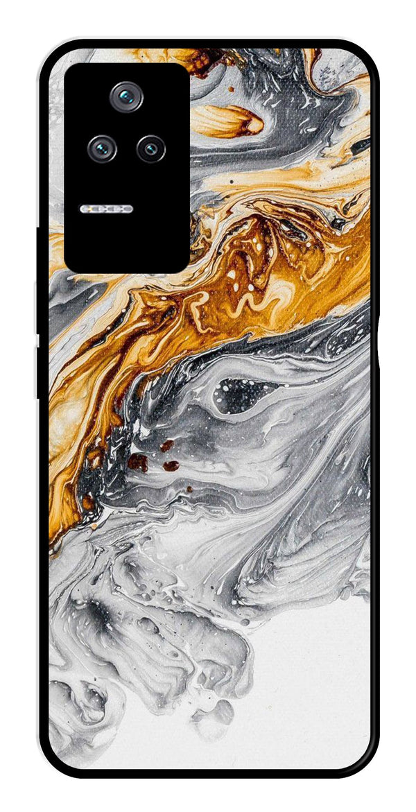 Marble Pattern Metal Mobile Case for Poco F4 5G   (Design No -36)