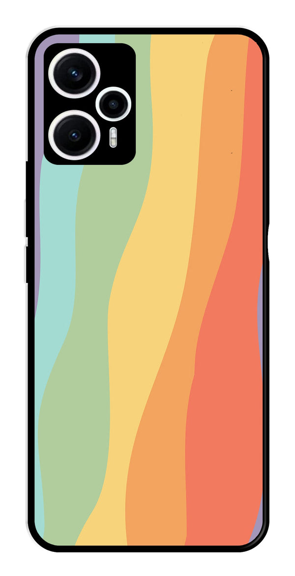 Muted Rainbow Metal Mobile Case for Poco F5 5G   (Design No -02)