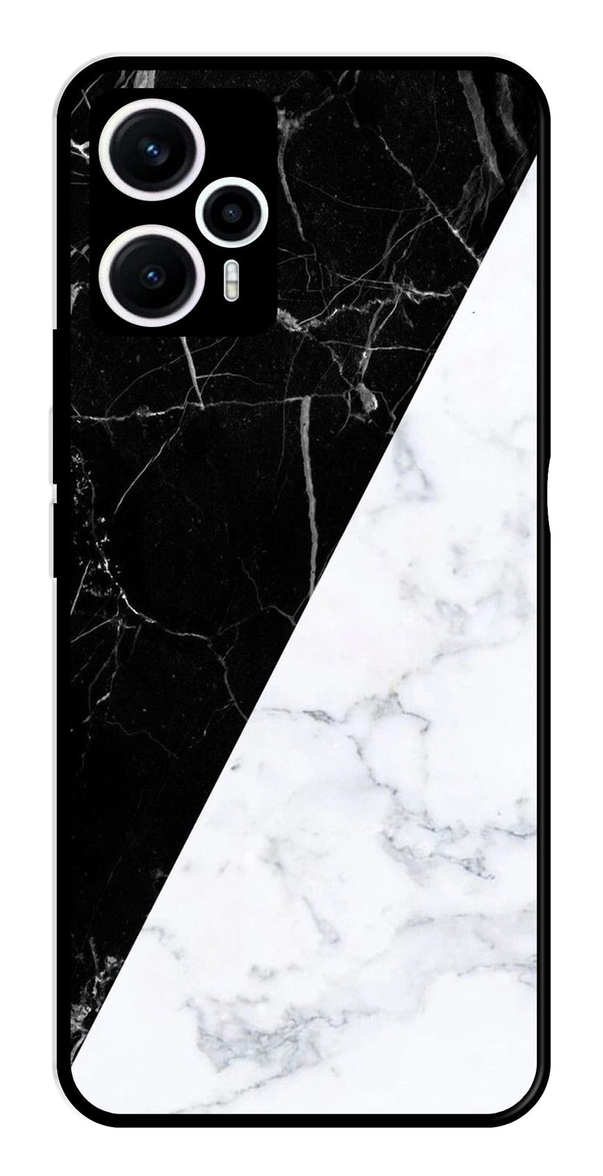 Black White Marble Design Metal Mobile Case for Poco F5 5G   (Design No -09)