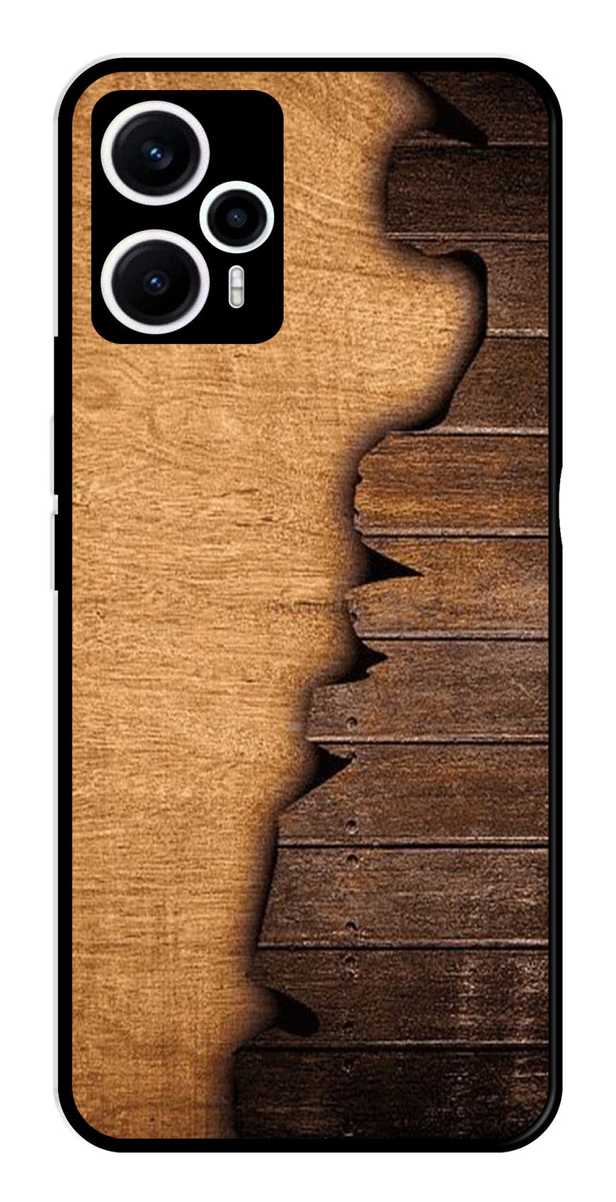 Wooden Design Metal Mobile Case for Poco F5 5G   (Design No -13)