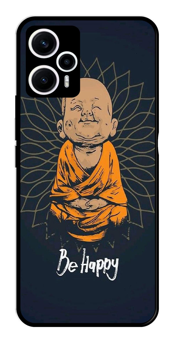 Be Happy Metal Mobile Case for Poco F5 5G   (Design No -27)