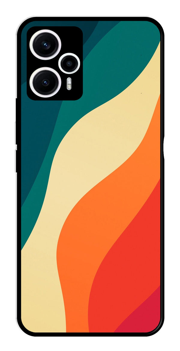 Muted Rainbow Metal Mobile Case for Poco F5 5G   (Design No -39)
