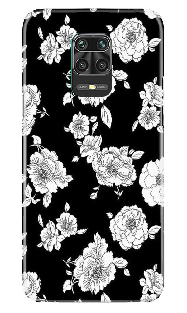 White flowers Black Background Case for Poco M2 Pro